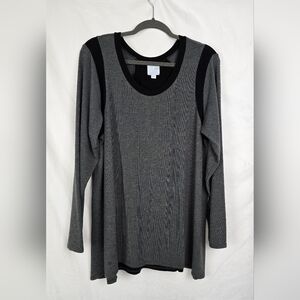 DB Sunday Minimalist Long Sleeve Black/Gray Colorblock Tunic Knit Sweater sz 2X